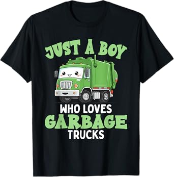 Kids A Boy Who Loves Garbage Trucks Birthday Party Toddlers T-Shirt