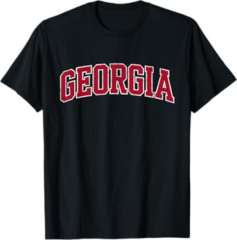 Georgia GA Vintage Athletic Sports Design Red Text T-Shirt