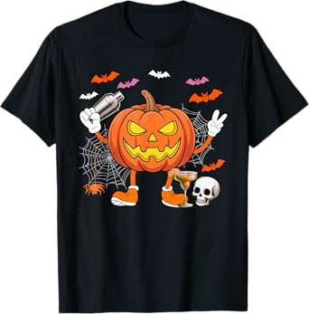 Bartender Job Horror Carved Pumpkin Halloween Costume Team T-Shirt