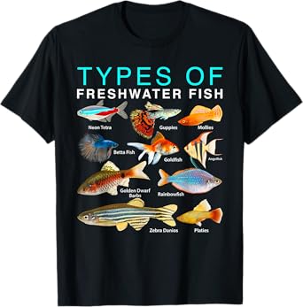 Types of Freshwater Fish Shirt Pet Fish Fresh Water Aquarium T-Shirt