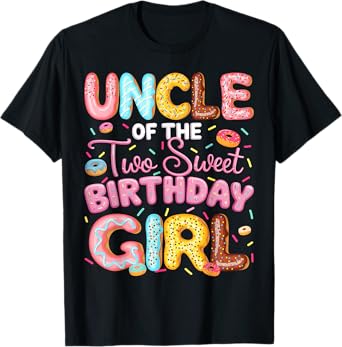 Uncle Of The Two Sweet Birthday Girl Donut 2Nd Birthday T-Shirt