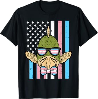 Transgender Fish US Flag Trans Pride Transexual Lgbt Men Boy T-Shirt