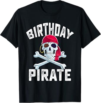 Birthday Pirate Crossbones Skull Family Halloween Themed T-Shirt