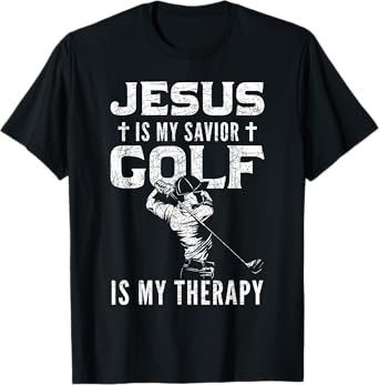 Golf Player Christian Sports Lover Gift Idea Jesus T-Shirt