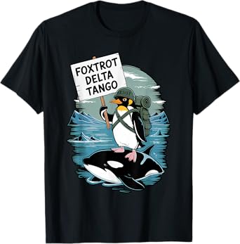 Foxtrot Delta Tango Penguin Dolphin Funny Anti Tariff T-Shirt