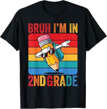 Second Gr Dabbing Pencil Dancing Bruh I'm in 2nd Grade Boys T-Shirt
