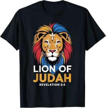 Lion of Judah God Jesus Cross Christian Religious Men Women T-Shirt
