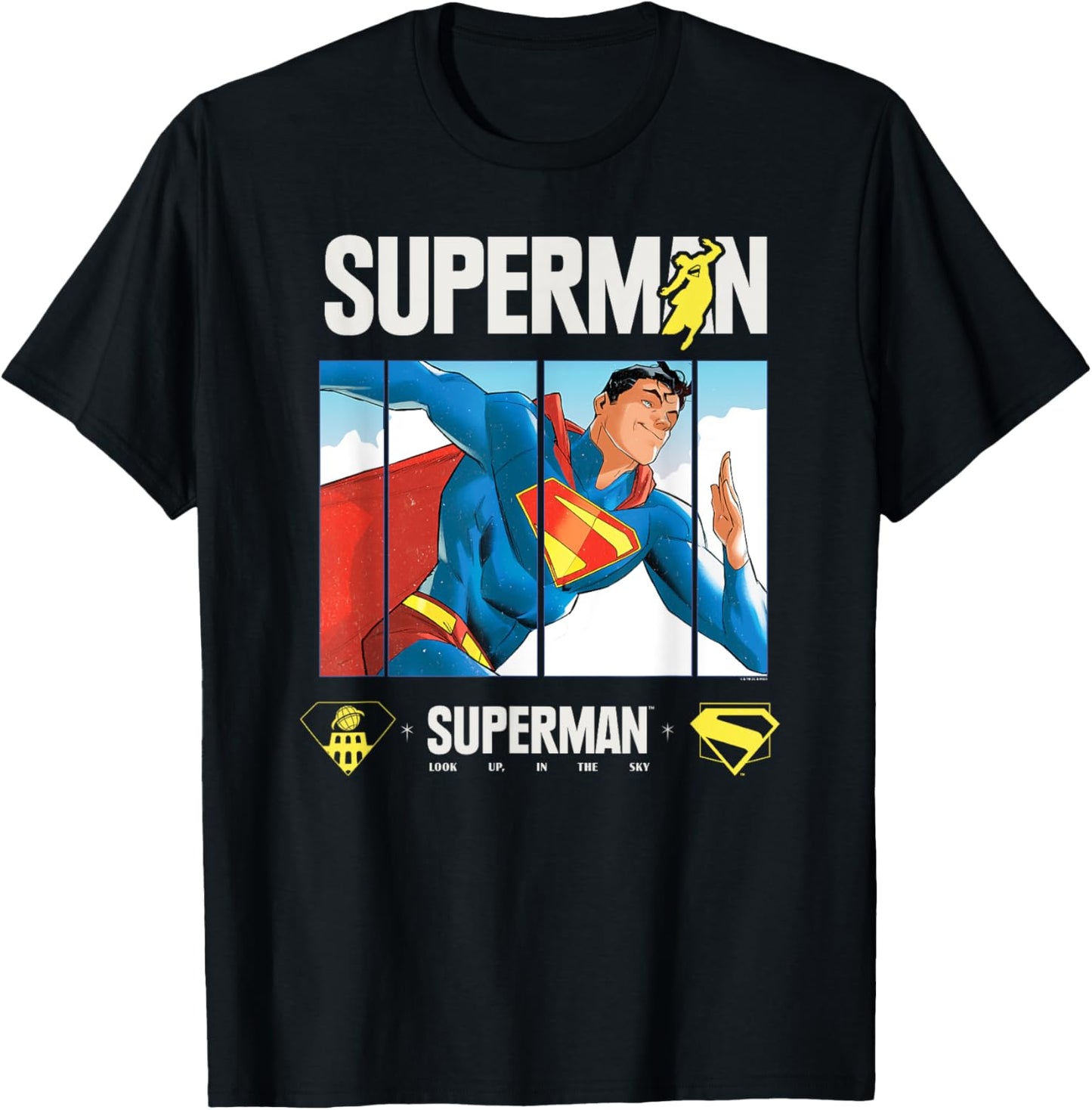 Superman (2025) Look Up In The Sky Superman Panels T-Shirt