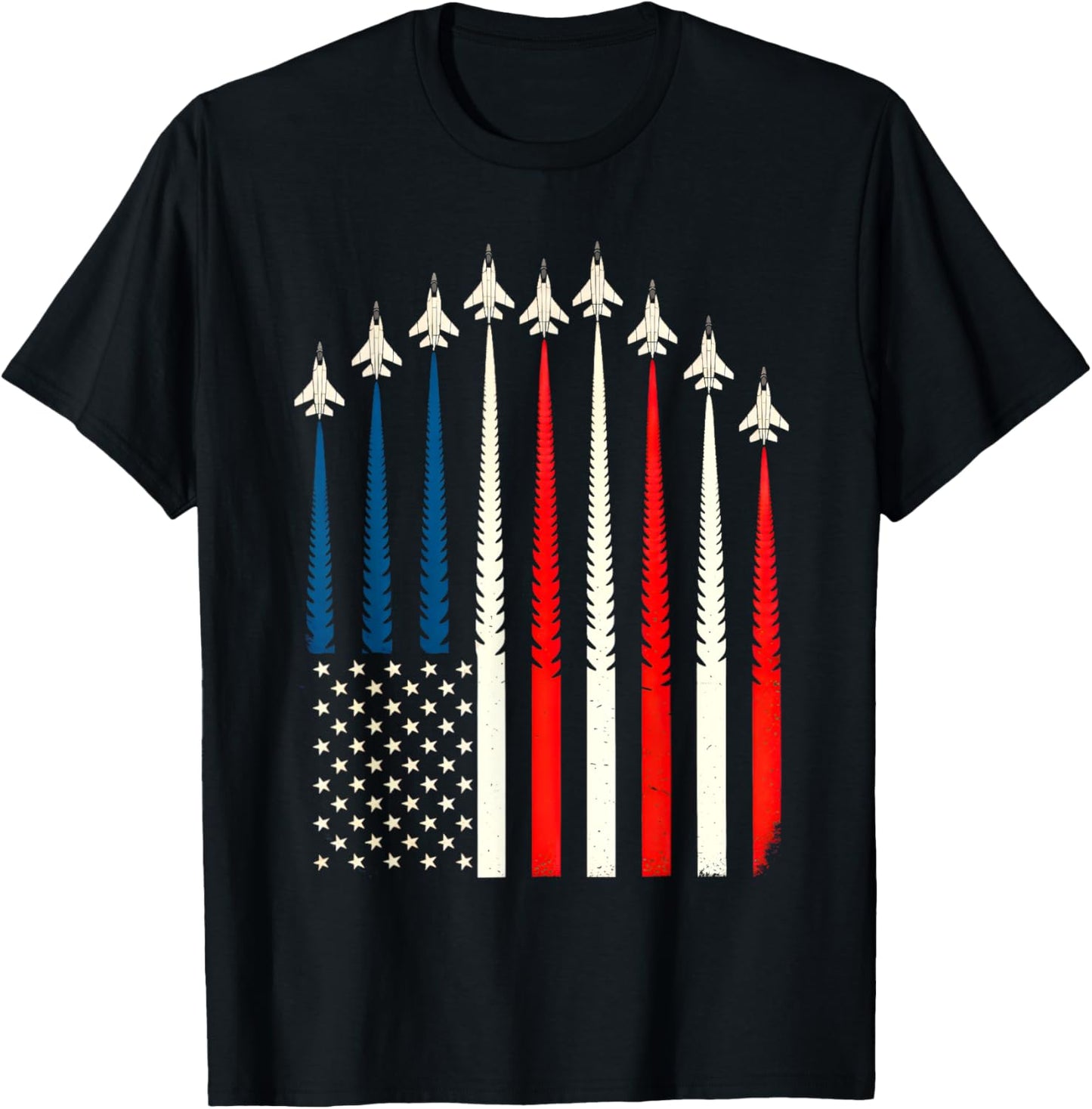 Fighter Jet Airplane Us Flag 4th Of July Patriotic Men Women T-shirt