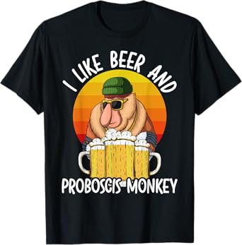 I Like Beer And Proboscis Monkey Wildlife Animal Zookeeper T-Shirt