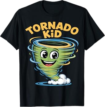 Tornado Kid Funny Weather Cartoon T-Shirt