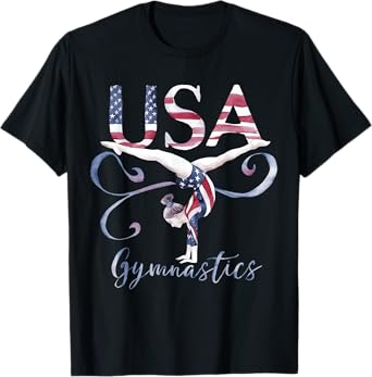 Gymnastics Patriotic USA Gymnast American Pride Women Girls T-Shirt