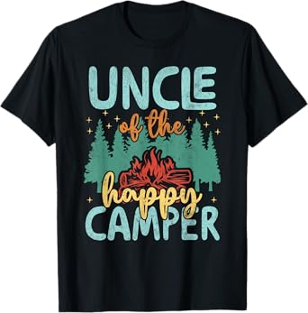 Uncle of Happy Camper 1st Birthday Party Retro Uncle T-Shirt