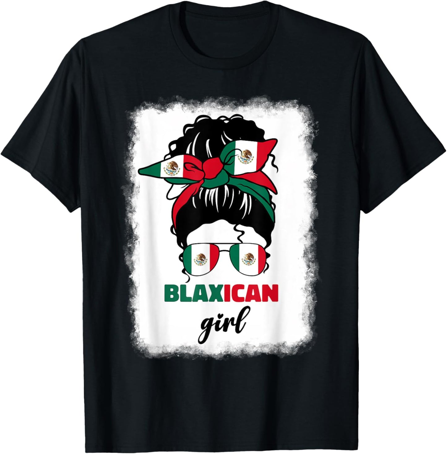 Blaxican Mexican American Black Girl Mexico Flag Chicano Fun T-Shirt
