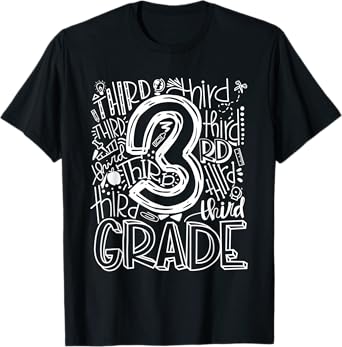Team Kids Teacher Back To School 3rd Third Grade Typography T-Shirt