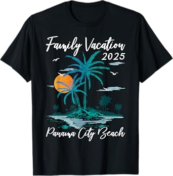 Palm Tree Family Vacation 2025 Florida Panama City Beach T-Shirt