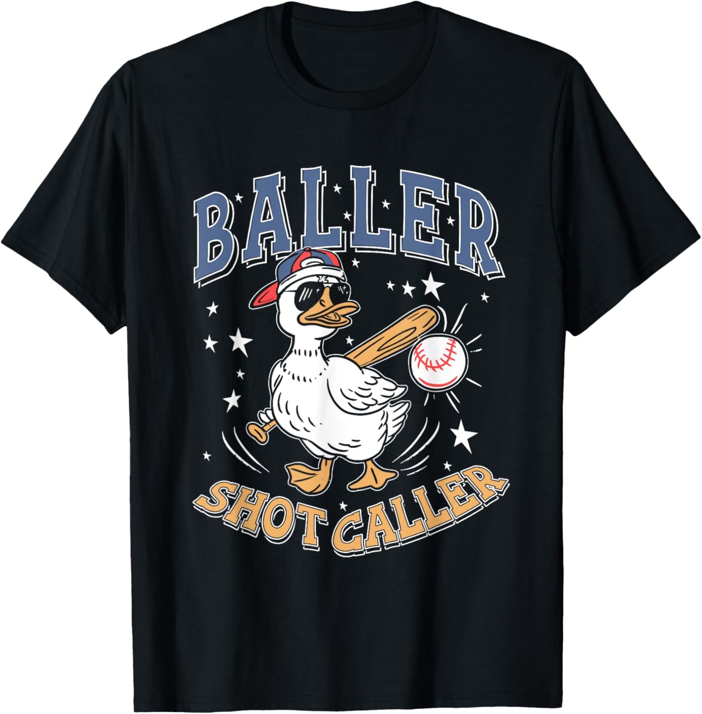 Wanna Be A Baller Shot Caller, Funny Ducks Meme Baseball T-Shirt