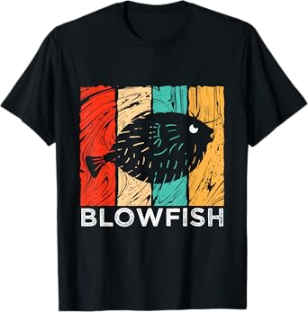 Vintage Retro Blowfish Silhouette T-Shirt