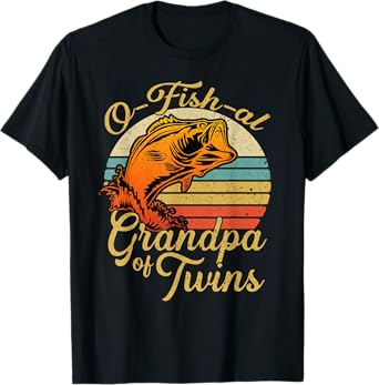 O fish al Grandpa of Twins Baby Pregnancy Announcement T-Shirt