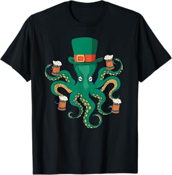 St. Patricks Day Irish Octopus Kraken Beer Party Funny Gift T-Shirt