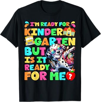 Kids Kindergarten Dabbing Dalmatian Dog Funny Back To School T-Shirt