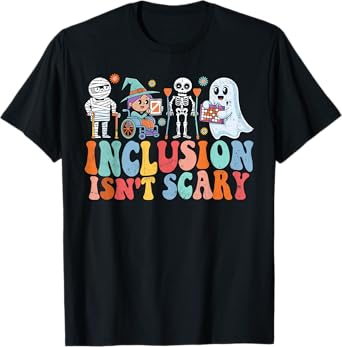 Inclusion Isn't Scary Ghost Mummy Halloween SLP Sped Teacher T-Shirt