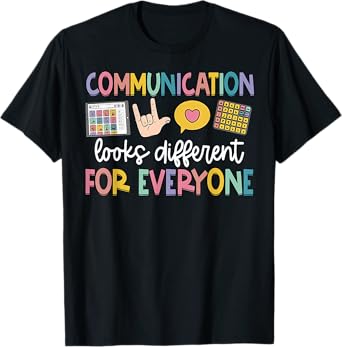 Funny Communication Looks Different Tee Shirt - Kids Unisex-Adults Teacher Animal Print T-Shirt - Black, Small - Short Sleeve - Classic Fit - Crew Neck - Polyester 100%