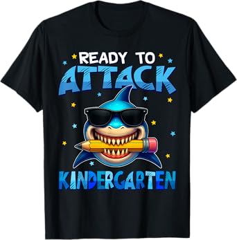 Ready To Attack Kindergarten Shark First Day Of School Boys T-Shirt