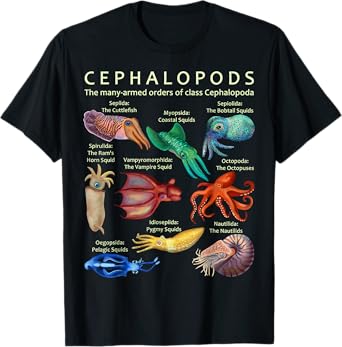 The Cephalopod Octopus Squid Cuttlefish and Nautilus T-Shirt