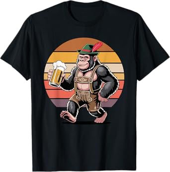 Retro Gorilla Beer Drinking Gorillas T-Shirt