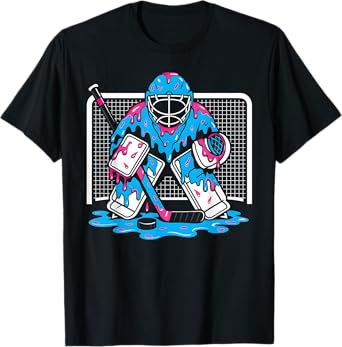 Hockey Goalie Ice Cream Drip Boys Ice Hockey Youth Player T-Shirt