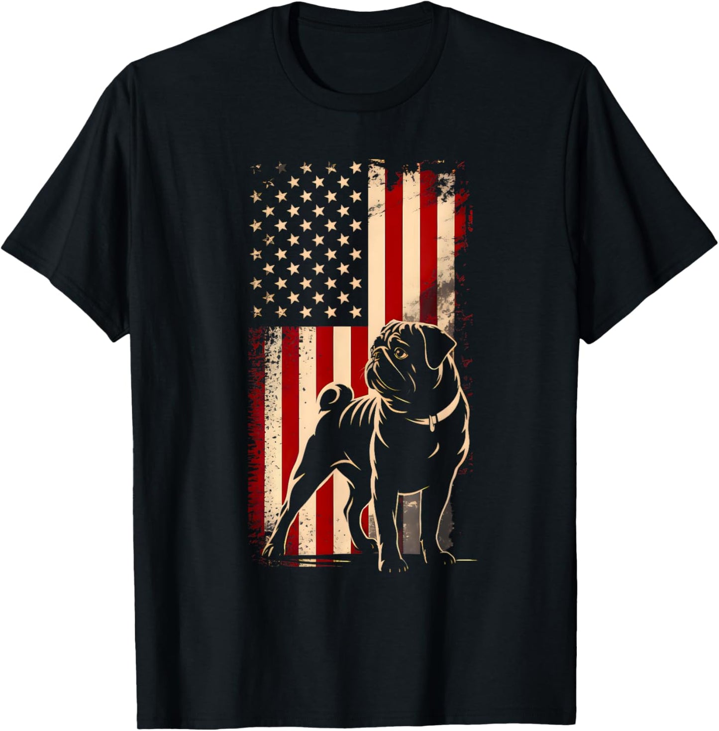 Pug American Us Flag 4th Of July Patriot Dog Lover Men Women T-shirt