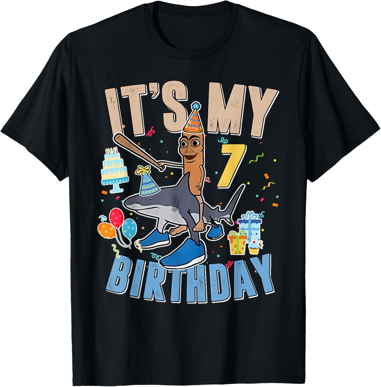 It's My 7th Birthday Tung Tung Tung Sahur Tralalero Tralala T-Shirt