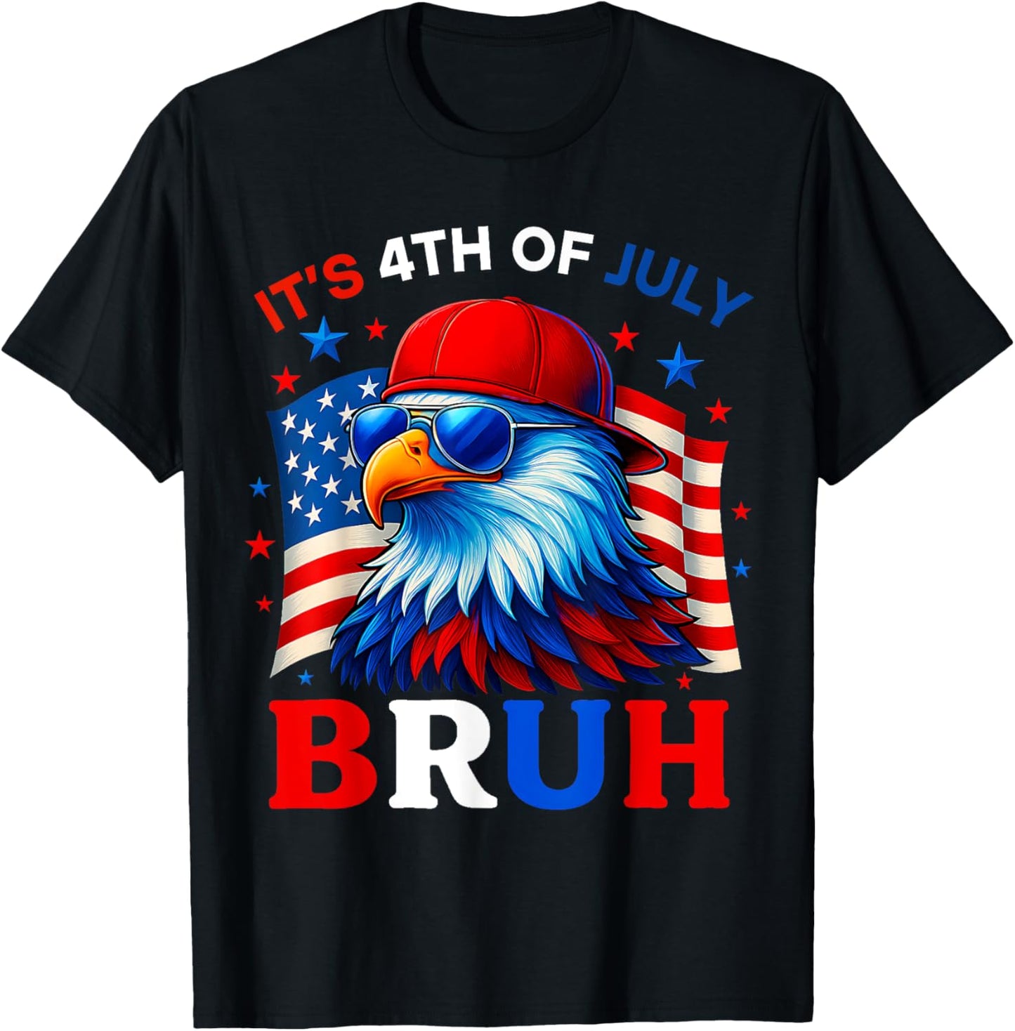 Bruh 4th Of July Boys Kids Fourth Of July Bald Eagle Outfit T-shirt