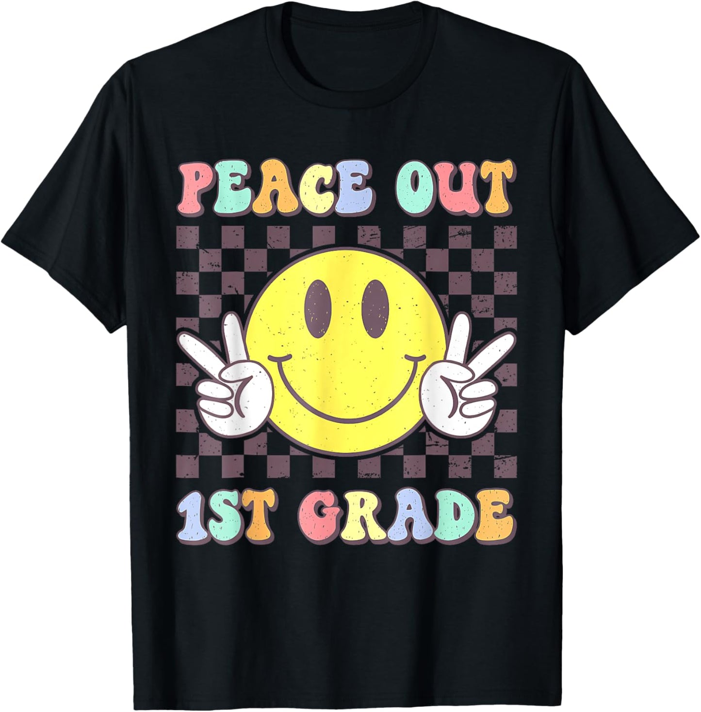 Peace Out First Grade Cute Groovy Last Day Of 1st Grade T-shirt by TeeBrew