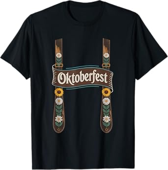 Oktoberfest Lederhosen Costume Cute German Bavarian Men Boys T-Shirt