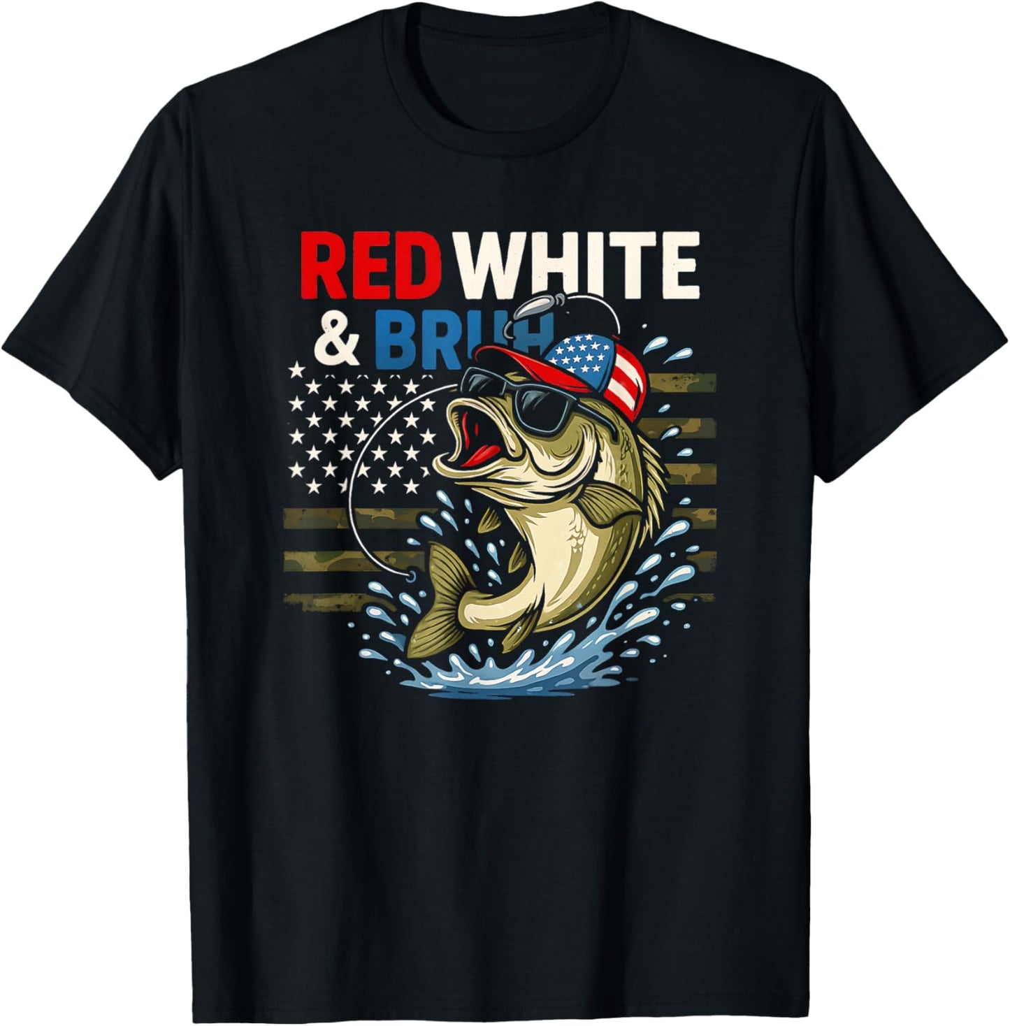 Patriotic Red White & Bruh America Fish Fishing 4th Of July T-shirt