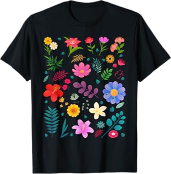 Flower Graphic Tees For Women Wildflower Floral Gardening T-Shirt