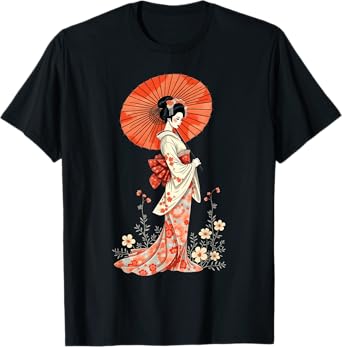 Vintage Art Traditional Japanese Aesthetic Geisha T-Shirt