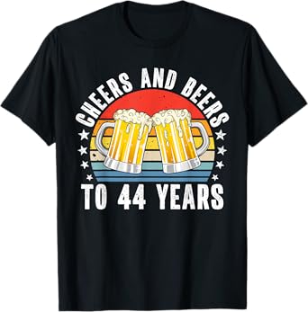 Cheers and Beers to 44 Years 44th Birthday Vintage T-Shirt