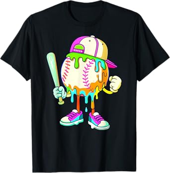 Funny Football Drip for Boys Kids Youth Dripping Ice Cream T-Shirt