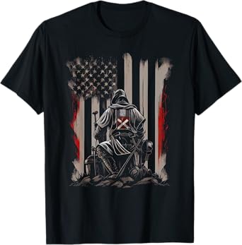 Knight Templar Kneeling Crusader Templar Warrior Of Christ T-Shirt