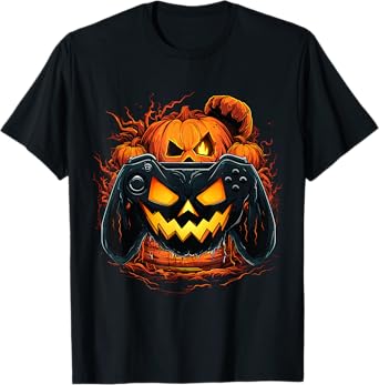 Halloween Shirt Gamer Gaming Pumpkin Boys Halloween Costume T-Shirt
