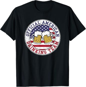 Official American Drinking Team Logo Funny Drinking Team T-Shirt