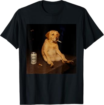 Cigarette Dog Funny Smoking Labrador Meme Stupid Brainrot T-Shirt