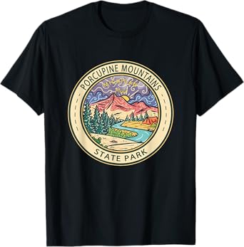 Porcupine Mountains State Park Michigan Badge Vintage T-Shirt