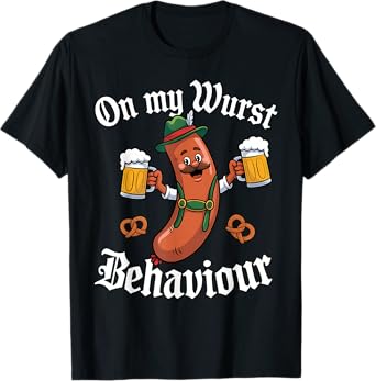 Oktoberfest Shirt Men On My Wurst Behaviour German Beer T-Shirt