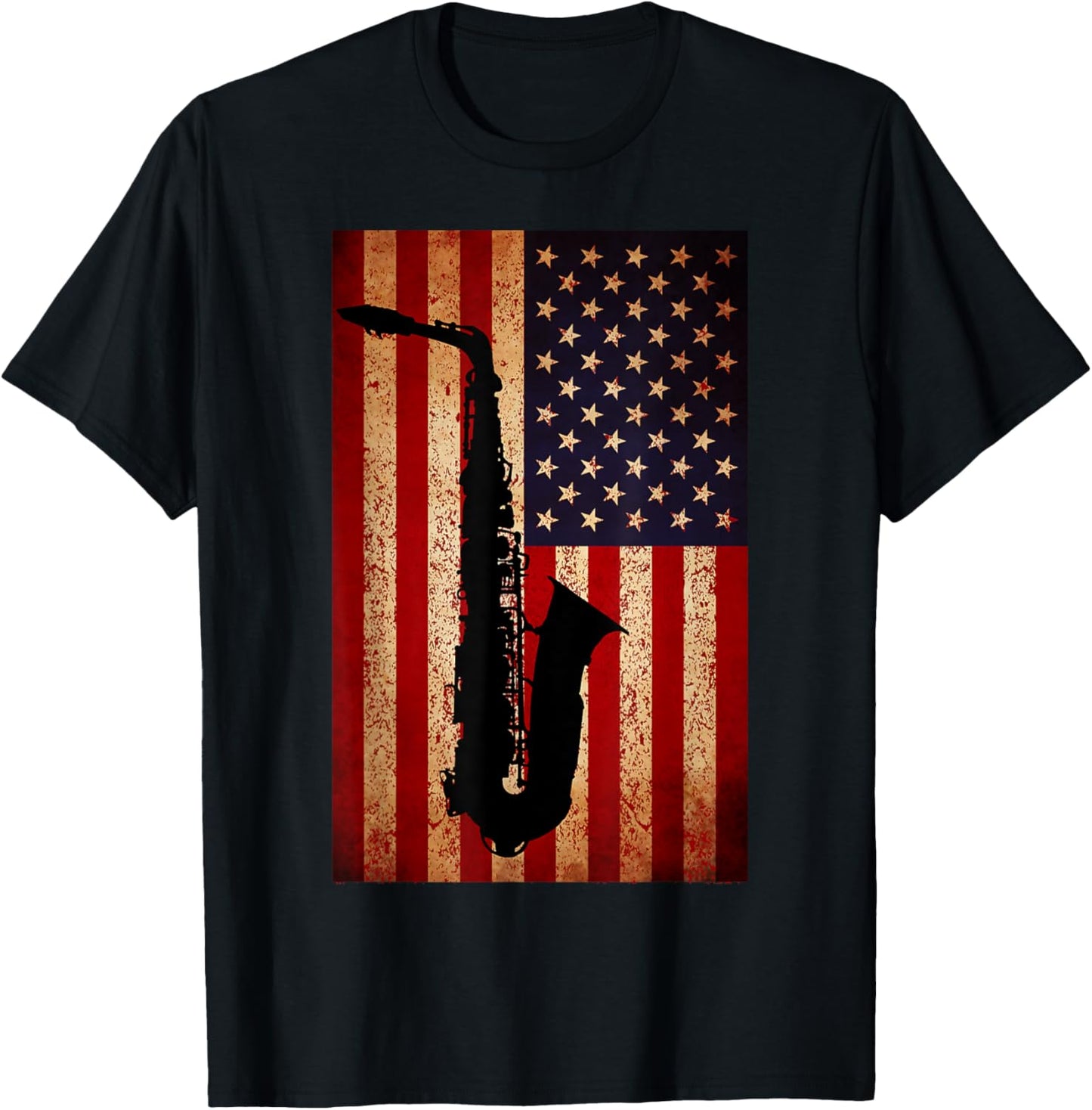 Vintage American Flag Saxophone Funny Sax Music Player Gifts T-Shirt