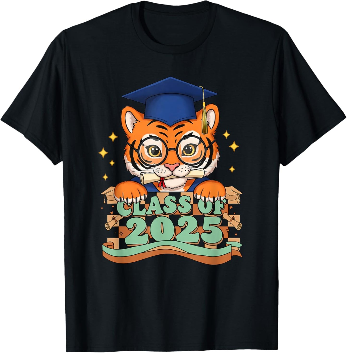 Graduate Tiger Class Of 2025 Kids Mens Womens Graduation T-Shirt
