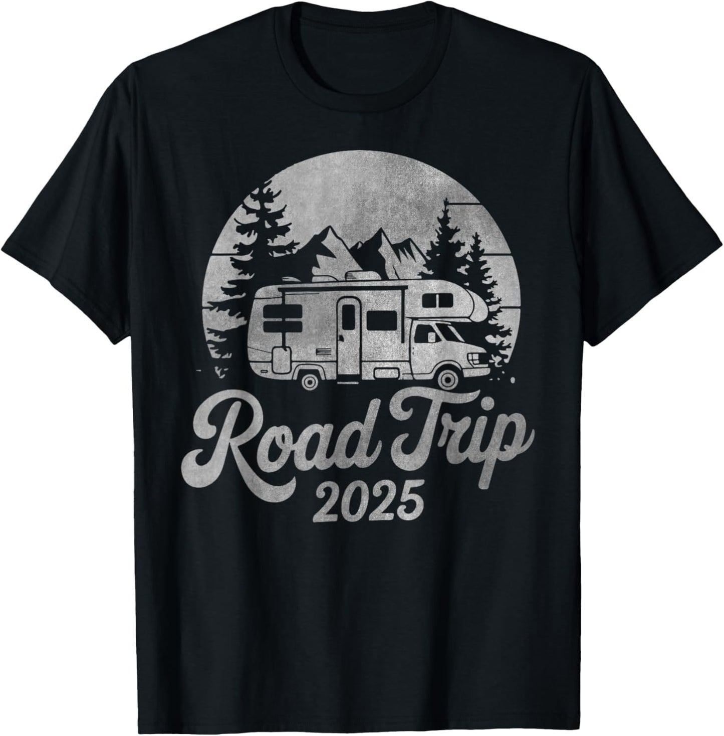 Vintage Distressed Road Trip 2025 RV Camping Tee T-Shirt